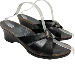 ARIAT 20902 Genuine Leather Wedge Slides Sandals Casual Flip Flops EMBER sz 10 B